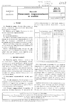 Barwniki - Oznaczanie rozpuszczalności w wodzie BN-74/6044-14