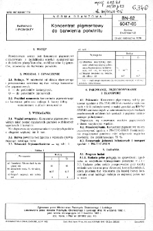 Koncentrat pigmentowy do barwienia polwinitu BN-82/6047-05