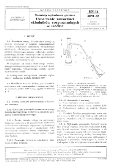 Materiały wybuchowe górnicze - Oznaczanie zawartości składników rozpuszczalnych w wodzie BN-78/6091-32