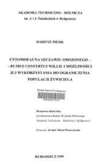 Entomofauna szczawiu omszonego - Rumex Confertus Willd. i możliwości jej wykorzystania do ograniczenia populacji żywiciela