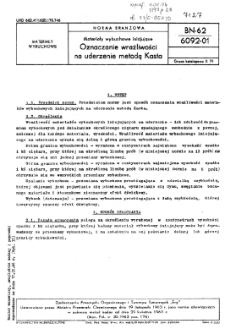 Materiały wybuchowe inicjujące - Oznaczanie wrażliwości na uderzenie metodą Kasta BN-62/6092-01