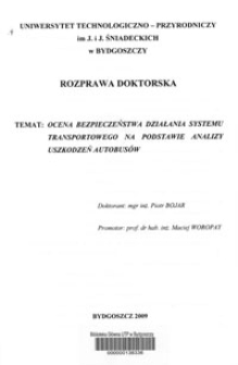 Ocena bezpieczeństwa działania systemu transportowego na podstawie analizy uszkodzeń autobusów