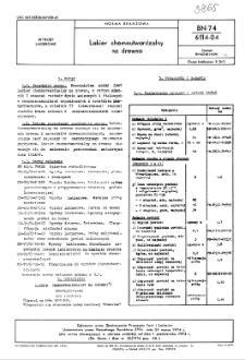 Lakier chemoutwardzalny na drewno BN-74/6114-04