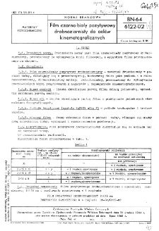 Film czarno-biały pozytywowy drobnoziarnisty do celów kinematograficznych BN-64/6122-02