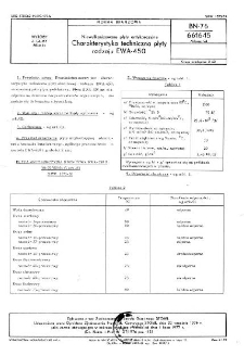 Niewulkanizowane płyty antykorozyjne - Charakterystyka techniczna płyty rodzaju EWA-450 BN-76/6616-15 Arkusz 23