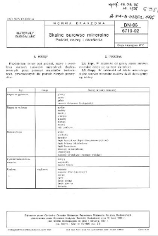 Skalne surowce mineralne - Podział, nazwy i określenia BN-86/6710-02