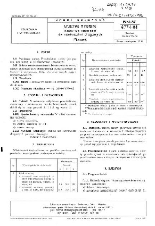 Kruszywa mineralne - Kruszywa naturalne do nawierzchni drogowych - Piasek BN-87/6774-04