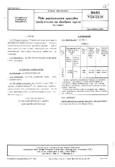 Płyty paździerzowe specjalne (uodpornione na działanie ognia) - Wymagania BN-82/7124-02.21