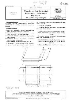 Wykroje pudełek (kartonaży) kartonowych i tekturowych klapkowych do wyrobów tytoniowych BN-70/7351-02