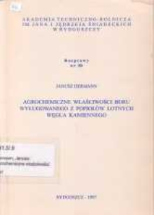 Agrochemiczne właściwości boru wyługowanego z popiołów lotnych węgla kamiennego
