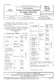 Farby offsetowe - Farby do maszyn zwojowych na papier offsetowy kolorowe BN-73/7463-03 Arkusz 07