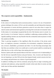 Corporate Social Responsibility - fundamentals