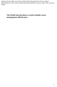 The Polish internal debt as a lack of public sector management effectiveness