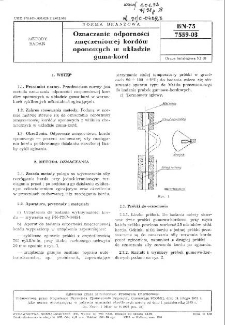 Oznaczanie odporności zmęczeniowej kordów oponowych w układzie guma-kord BN-75/7559-03