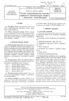 Tłuszcze roślinne jadalne - Ocena organoleptyczna metodą punktową rafinowanych olejów i tłuszczów utwardzonych BN-76/8050-24