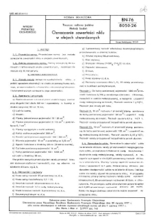 Tłuszcze roślinne jadalne - Metody badań - Oznaczanie zawartości niklu w olejach utwardzonych BN-76/8050-26