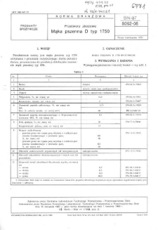 Przetwory zbożowe - Mąka pszenna D typ 1750 BN-87/8062-06