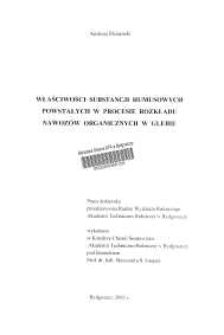 Właściwości substancji humusowych powstałych w procesie rozkładu nawozów organicznych w glebie