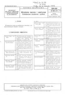 Mrożone owoce i warzywa - Podstawowe określenia i podział BN-88/8165-21