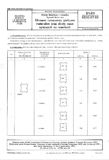 Wyroby kaletnicze i rymarskie - Rysunek techniczny - Umowne oznaczenia graficzne materiałów oraz skróty nazw opisowych na rysunkach BN-80/8500-07.03