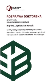 Efekty różnych aplikacji nanocząstek żelaza na rośliny rzepaku (Brassica napus var. oleifera) we wczesnych fazach wzrostowo-rozwojowych