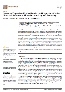 Moisture-Dependent Physical-Mechanical Properties of Maize, Rice, and Soybeans as Related to Handling and Processing