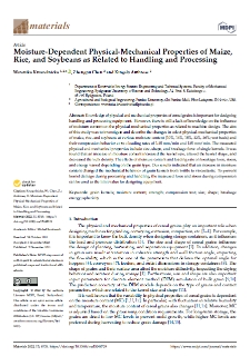 Moisture-Dependent Physical-Mechanical Properties of Maize, Rice, and Soybeans as Related to Handling and Processing