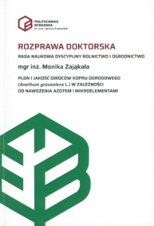 Plon i jakość owoców kopru ogrodowego (Anethum graveolens L.) w zależności od nawożenia azotem i mikroelementami