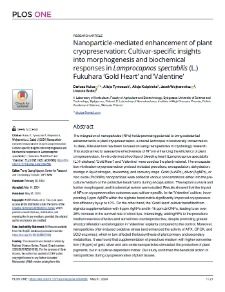 Nanoparticle-mediated enhancement of plant cryopreservation: Cultivar-specific insights into morphogenesis and biochemical responses in Lamprocapnos spectabilis (L.) Fukuhara ’Gold Heart’ and ’Valentine’