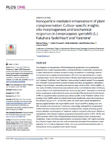 Nanoparticle-mediated enhancement of plant cryopreservation: Cultivar-specific insights into morphogenesis and biochemical responses in Lamprocapnos spectabilis (L.) Fukuhara ’Gold Heart’ and ’Valentine’