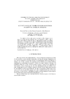 Activity of selected blood serum enzymes in growing broiler chickens