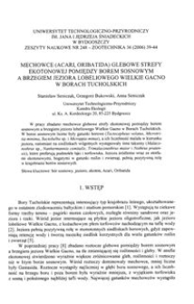 Mechowce (Acari, Oribatida) glebowe strefy ekotonowej pomiędzy borem sosnowym a brzegiem jeziora lobeliowego Wielkie Gacno w Borach Tucholskich