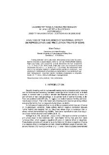 Analysis of the influence of maternal effect on reproduction and production traits of sows