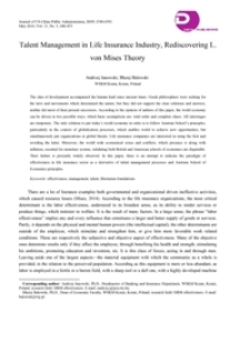 Talent management in life insurance industry, rediscovering L. von Mises theory
