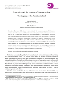 Economics and the practice of human action: the legacy of the Austrian School