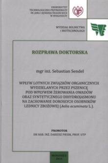 Wpływ lotnych związków organicznych wydzielanych przez pszenicę pod wpływem żerowania owadów oraz syntetycznego dihydrojasmonu na zachowanie dorosłych osobników lednicy zbożowej (Aelia acuminata L.)