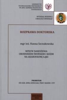 Wpływ nawożenia obornikiem świńskim i kozim na akarofaunę łąki