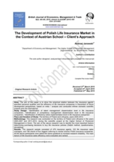 The development of Polish life insurance market in the context of Austrian School – client’s approach