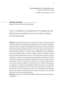 From competency management to organizational effectiveness: evidence for live insurance industry in Central Europe
